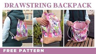 Sew A Drawstring Backpack With A Zipper Pocket - Free Pattern