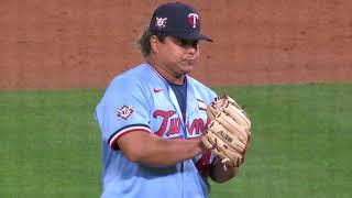 The LEGEND Willians Astudillo comes in to pitch, fires 46 mph fastball 