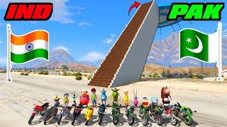 India Vs Pakistan | Gta 5 Indian Bikes Vs Pakistan Bikes Stairs Climbing Challenge | Gta 5 Shinchan