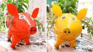 Make a Pig Plant Pot, Cute DIY Pig From Plastic Bottle For Your Garden