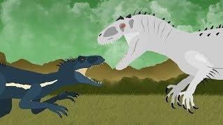 Dinosaurs cartoons battles: Indoraptor vs Indominus Rex. DinoMania