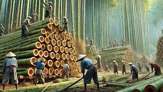 Farmers Harvest Billions Of Bamboo Trees And Process Bamboo Products - Harvesting Technology