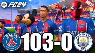 FIFA 24 - RONALDO, MESSI, SPIDER MAN ALL STARS PLAYS TOGETHER | PSG 103-0 Manchester City