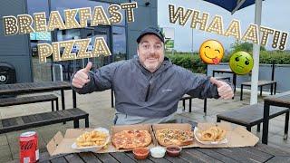 I tried a BREAKFAST PIZZA on this food review WHAAAAAAT!!!