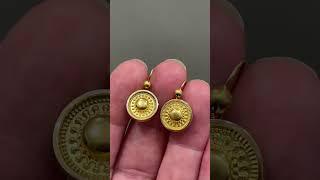 Victorian Archeological Revival gold earrings, circa 1890 – sold by karendeakinantiques.com