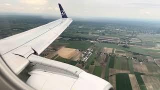 LOT Polish Airlines E175 Landing at Warsaw Chopin Airport (WAW) from Budapest Airport (BUD)