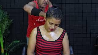 Hot Girl Oil Body Massage by Asim Barber Head Massage & Neck Cracking   Spine Cracking Crunchy ASMR