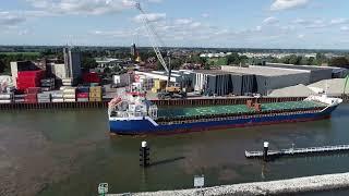 mv  Niklas G  at OTB Bergambacht - the largeste vessel to sail up the river Lek