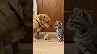A dog, a cat, and a hamster who gets the last treat?