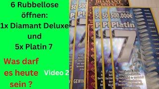 5x Platin 7 und 1x Diamant Deluxe Rubbellose geöffnet Video 2