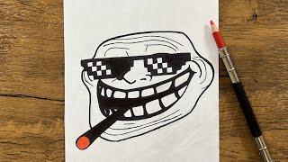 How to draw troll face ( cool one ) step-by-step | drawing troll face