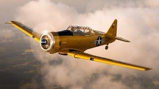 North American Harvard AT-6 D in-flight during sunset! (by Patrick Wyder and Nils Wälti)