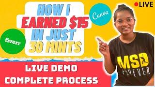 I Earned $15 in just 30 minutes | EPISODE - 2 | Live Work on Fiverr | CANVA | Low content pages KDP