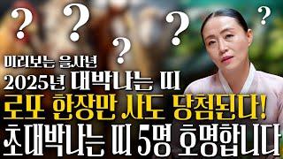 2025년 미리보는 을사년 운세 / 2025년 로또 한장만 사도 당첨될 행운을 맞이할 대박나는 띠 5개 호명합니다! 닭띠 소띠 뱀띠 용띠 토끼띠 운세 축하드립니다!