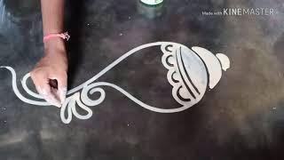 Very easy and innovative sankha alpona rangoli design/ Mukesh arts