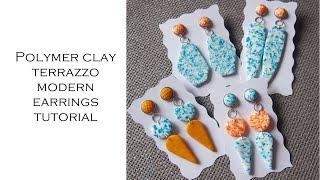 Polymer clay modern terrazzo earrings tutorial from leftover clay