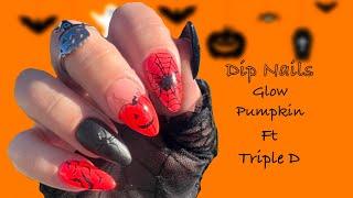 Dip Nails l Glow Pumpkin Color Block l ft Triple D