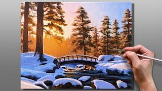 How to Paint Icy Glow Landscape / Step-by-step Acrylic Painting