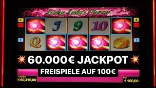 100€ Freispiele bei Lucky Ladys Charm 60.000€ Mega Jackpot Novoline Casino Spielothek zocken