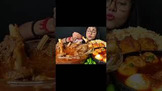 Eating Mutton Kosha, Egg Masala, Fried Rice,Dum Aloo|Big Bites|Asmr Eating|#shorts#asmr#asmreating