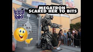 Megatron Totally SCARED This Girl at Universal Studios Hollywood SUPER FUNNY! Roasting Random People