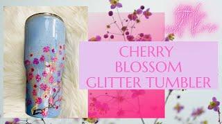 DIY Glitter Tumbler Cherry Blossoms | epoxy ideas