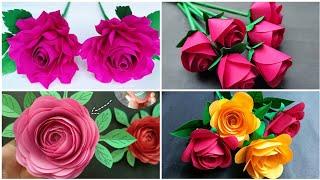 4 Different And Beautiful Paper Rose Making Idea // Different Types of Paper Rose // Paper Rose