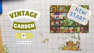 #1 Vintage Summer Garden Book Shelf - Cross Stitch With Me a HAED