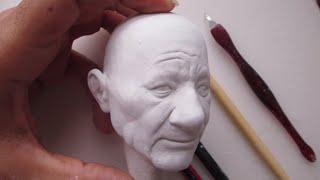 Air dry clay, sculpting with air dry clay / Arcilla de papel, modelado de rostro.