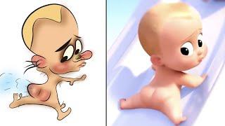 Baby boss drawing meme - cold heart (cute music video) - disney cartoon meme drawing meme