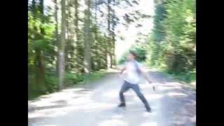 Stick throwing by a irresponsible tourist in the Pieniny mountains