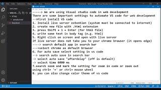 Visual Studio Code settings for live server auto refresh browser (web development)