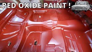 Coating The Floor Pan With Red Oxide Paint And SEM Rock-it XC Bedliner - 1962 Bel Air Wagon -Part 10