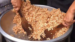 How Puffed Rice Candy is Made / Crispy Popped Rice Treats (Puffed-rice Cakes)