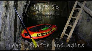 Boat, shafts and adits in abandoned mine