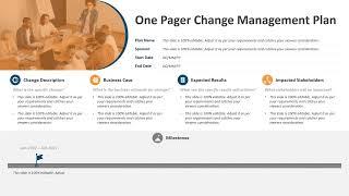 One Pager Change Management Plan PowerPoint Template | Kridha Graphics