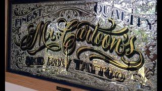 Mister Cartoon,MAKING GOLD LEAF GLASS SIGN - ART  ASMR