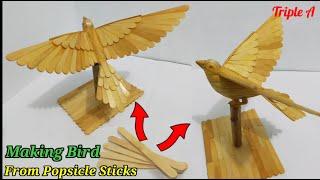 Making Bird from Popsicle sticks. DIY