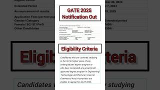 Gate 2025 Exam Date/Registration/Result date Out/ GATE 2025 Eligibility Criteria/Registration Fee