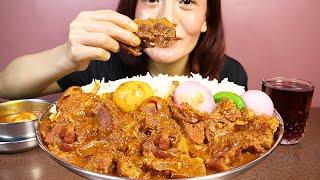 EATING SPICY MUTTON CURRY WITH BASMATI RICE #ASMR/EATING SHOW BIG BITES #MUKBANG