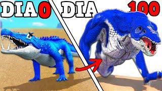 O PEQUENO CROCO DINO EVOLUIU PARA O GIGANTE BLUE CRAWLER! SOBREVIVI 100 DIAS ARK!