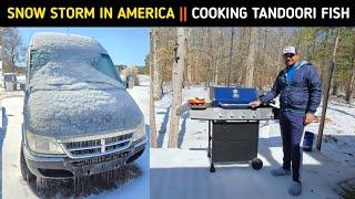 CAMPING in  SNOW STORM AMERICA || INDIAN IN USA 