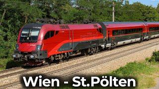 ÖBB Railjet 262 | HighSpeed Route: Vienna - St. Pölten | New Westbahn – 4K ride in the driver's cab!