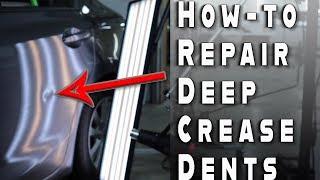 Crazy DEEP Door Dent/Crease - How to Repair - Step by Step