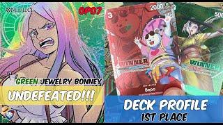 UNDEFEATED GREEN JEWELRY BONNEY DECK PROFILE | One Piece Card Game  OP07 - 500 Years in the Future