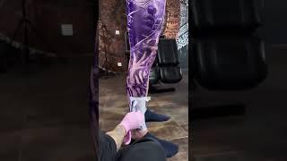 Full leg in progress, colored tattoo artwork by © Jhade Lapos.