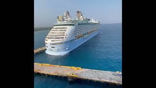 Carnival Jubilee Sailing Away from Costa Maya Mexico In High Winds With Voyager of the Seas