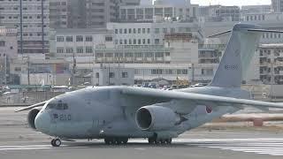C-2輸送機 ターボファンエンジン音がいい！福岡空港離陸