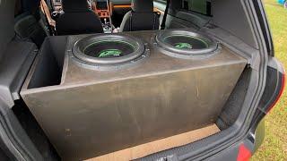 2 15" SUBS TEAR UP THIS HATCHBACK!
