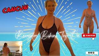 Berrydog Shein Sling and High Cut One Piece Bikini Cancun Mexico Balcony Sunrise Tryon